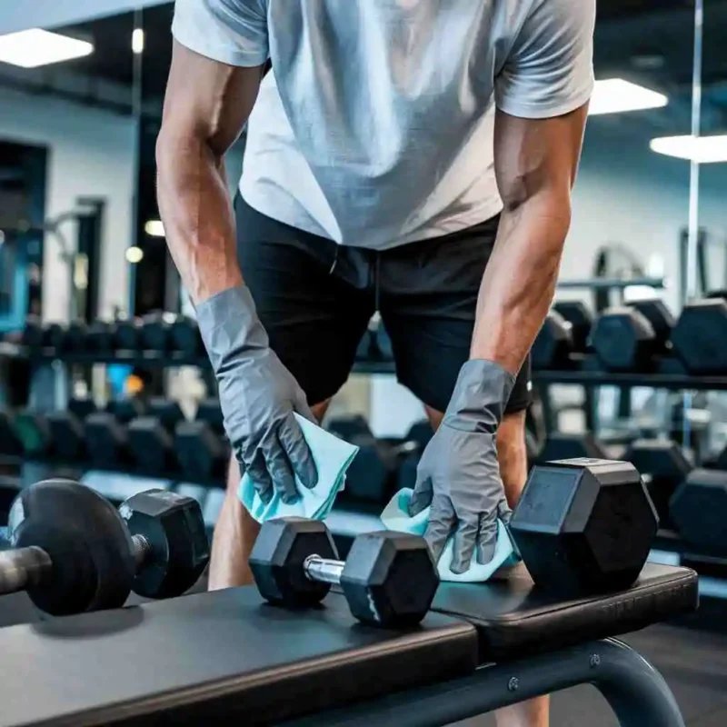 Disinfectant wipes for gym equipment